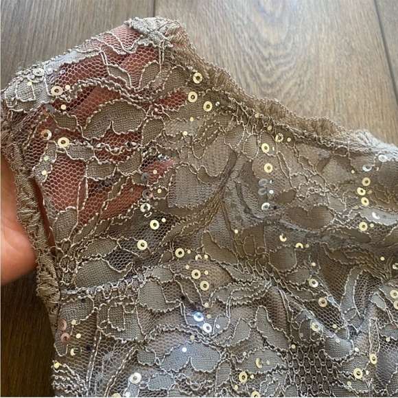 Champagne Open Back Dress Sequin Bodycon Semi Formal Prom Party Dinner Small - Picture 3 of 9